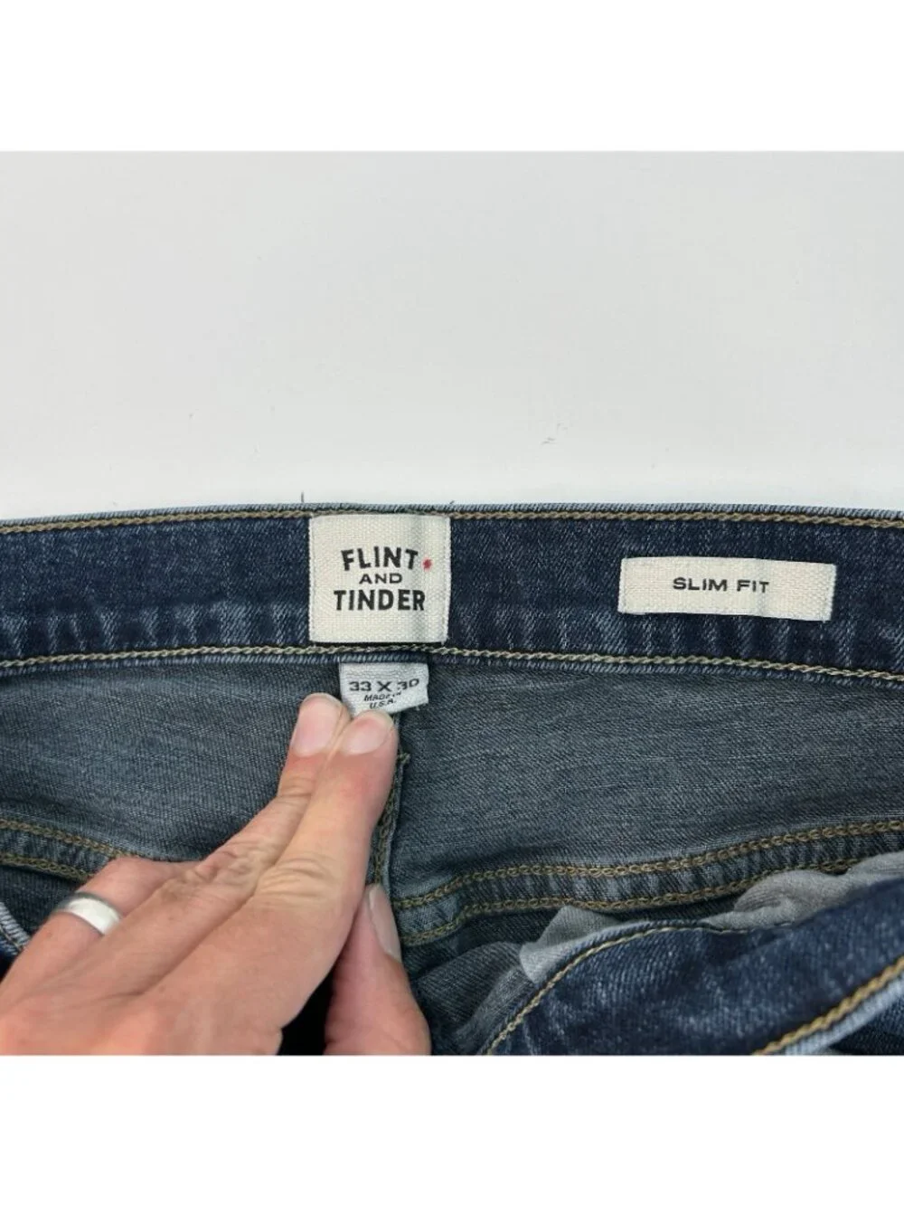 Flint And Tinder Men's 33x30 Slim Fit Blue Straight Leg Medium Wash Denim Jeans